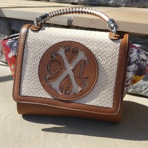 Christian Lacroix Floral and Brown Leather Handbag